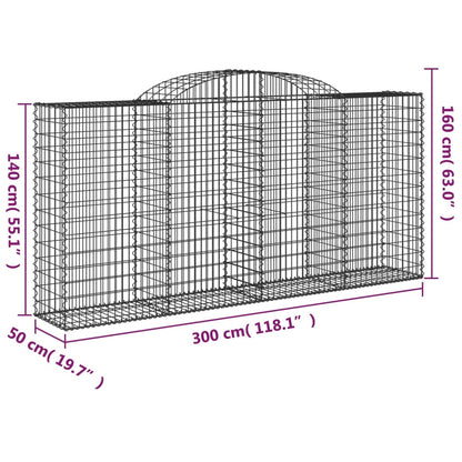 Gabionkurver buede 17 stk 300x50x140/160 cm galvanisert jern