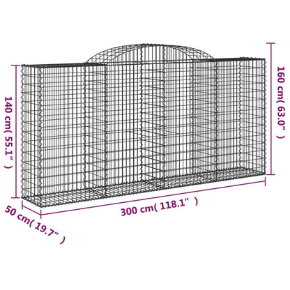 Gabionkurver buede 25 stk 300x50x140/160 cm galvanisert jern