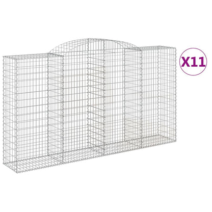 Gabionkurver buede 11 stk 300x50x160/180 cm galvanisert jern