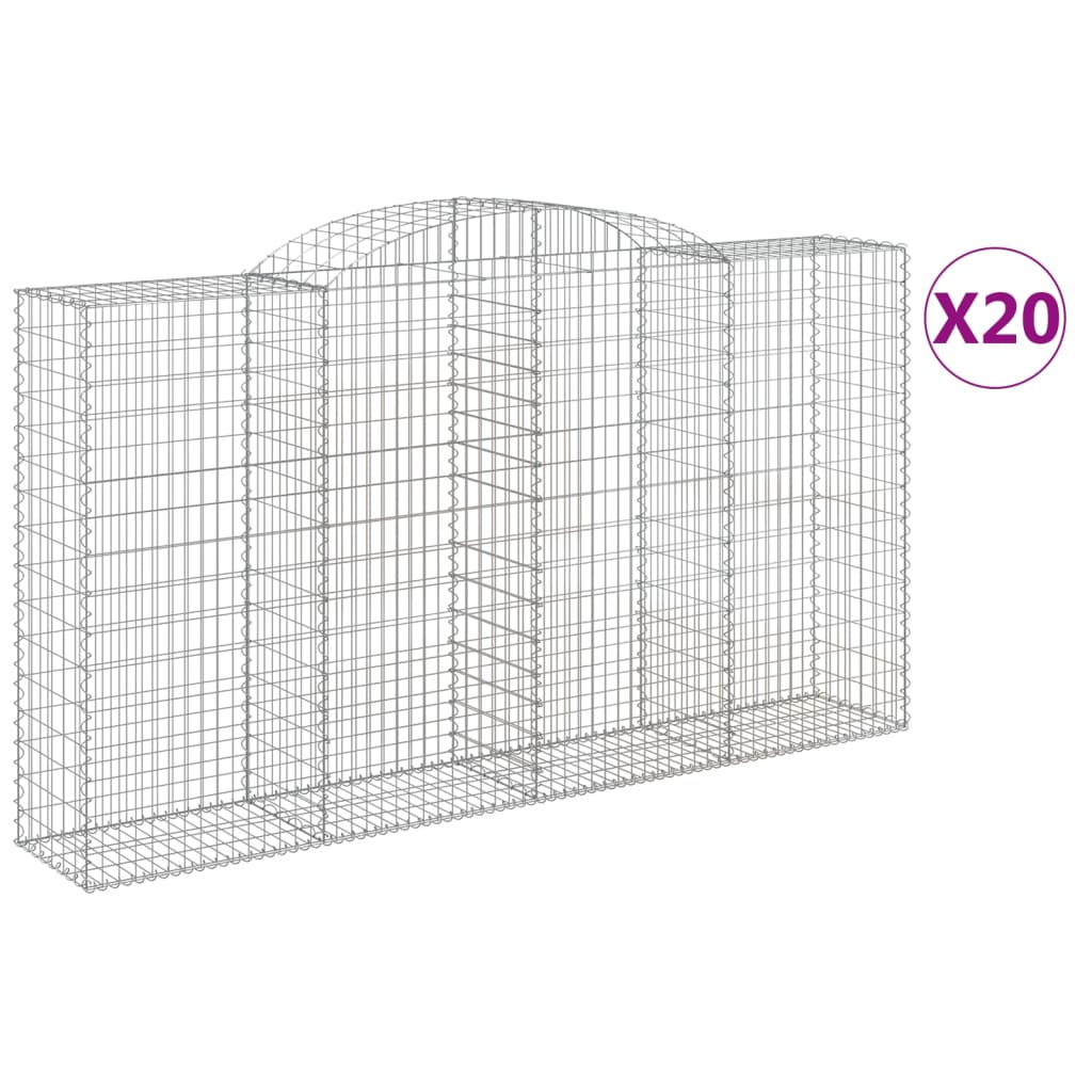 Gabionkurver buede 20 stk 300x50x160/180 cm galvanisert jern