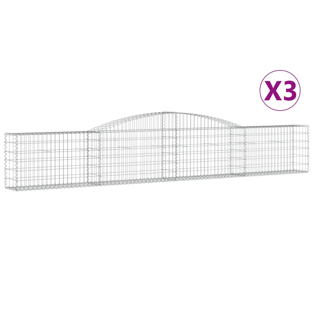Gabionkurver buede 3 stk 400x30x60/80 cm galvanisert jern