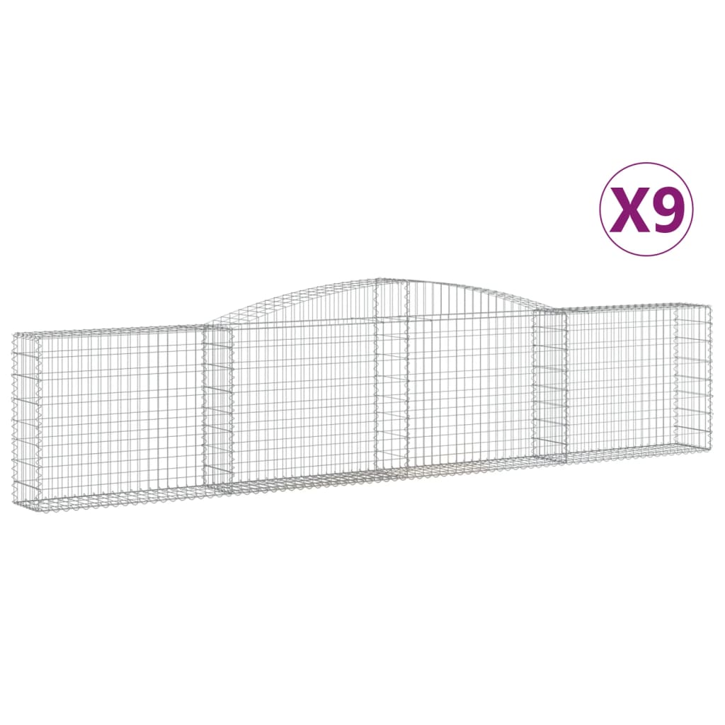 Gabionkurver buede 9 stk 400x30x80/100 cm galvanisert jern