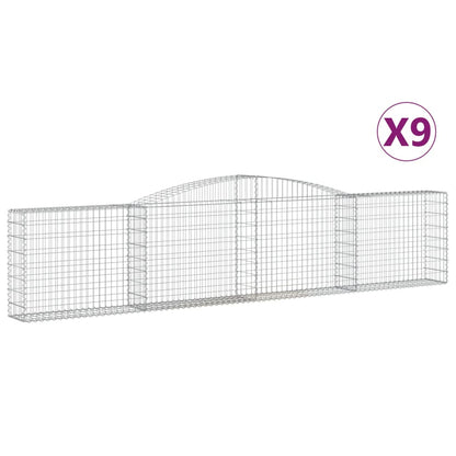 Gabionkurver buede 9 stk 400x30x80/100 cm galvanisert jern