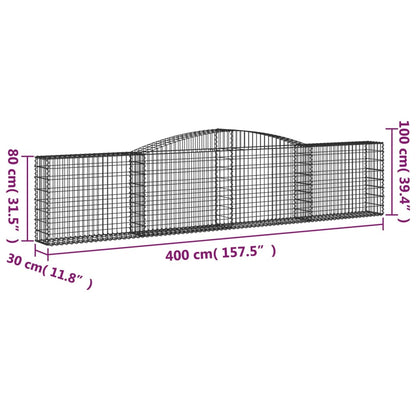 Gabionkurver buede 9 stk 400x30x80/100 cm galvanisert jern