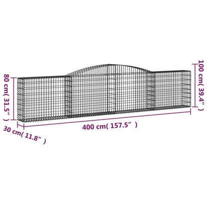 Gabionkurver buede 10 stk 400x30x80/100 cm galvanisert jern