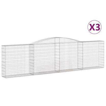 Gabionkurver buede 3 stk 400x30x100/120 cm galvanisert jern