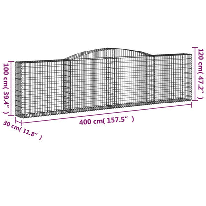 Gabionkurver buede 3 stk 400x30x100/120 cm galvanisert jern