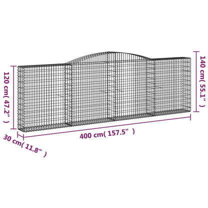 Gabionkurver buede 20 stk 400x30x120/140 cm galvanisert jern