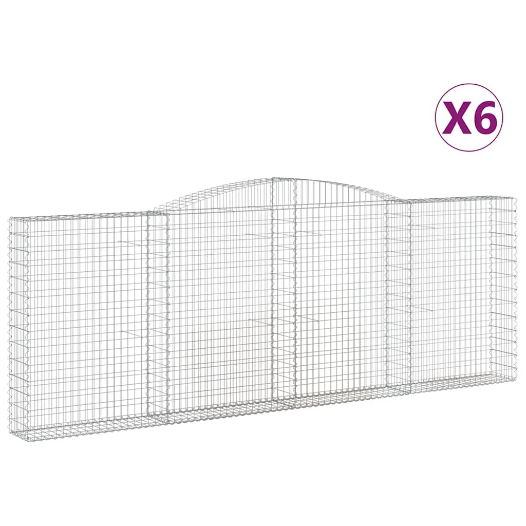 Gabionkurver buede 6 stk 400x30x140/160 cm galvanisert jern