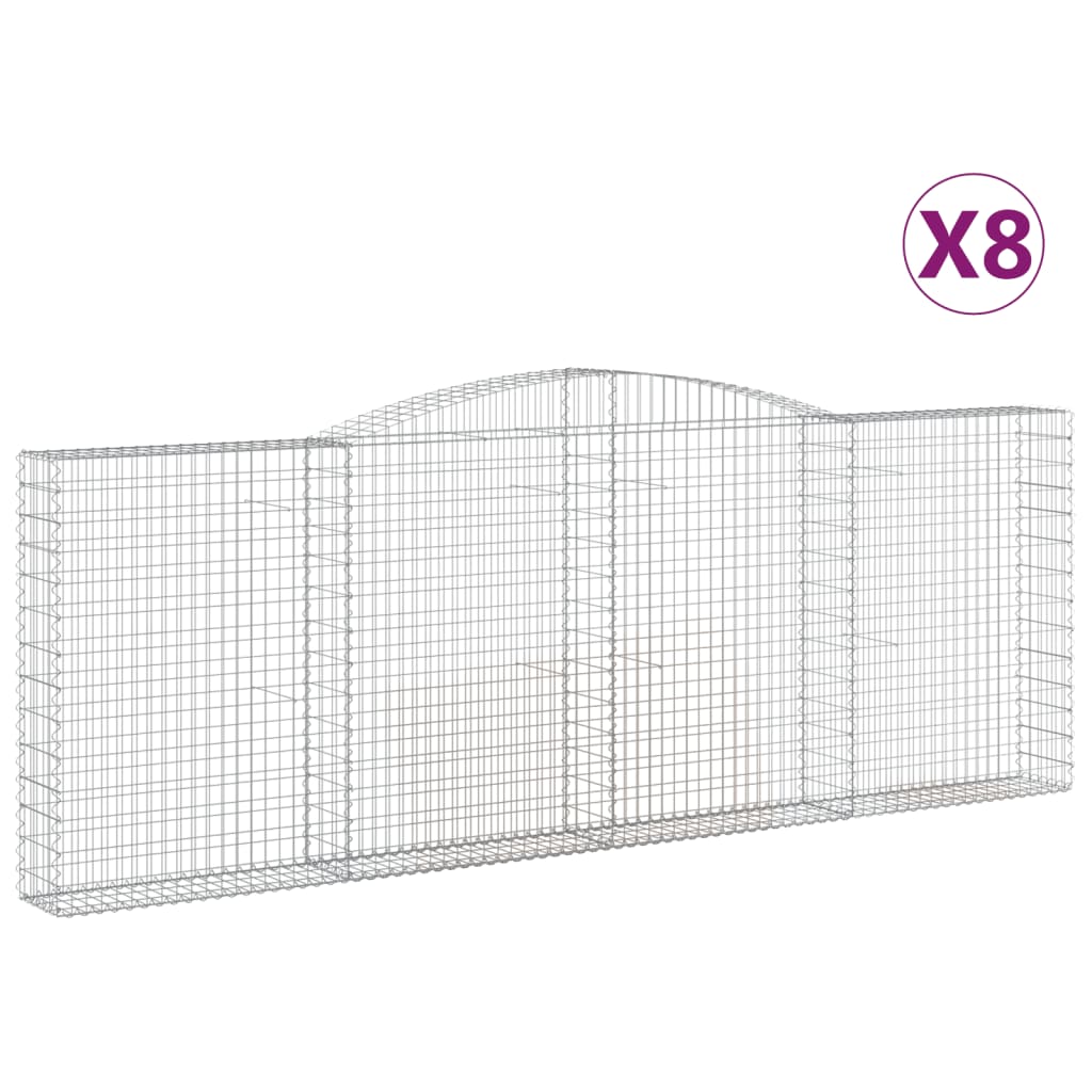 Gabionkurver buede 8 stk 400x30x140/160 cm galvanisert jern