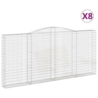 Gabionkurver buede 8 stk 400x30x180/200 cm galvanisert jern