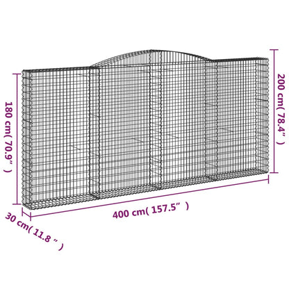 Gabionkurver buede 8 stk 400x30x180/200 cm galvanisert jern