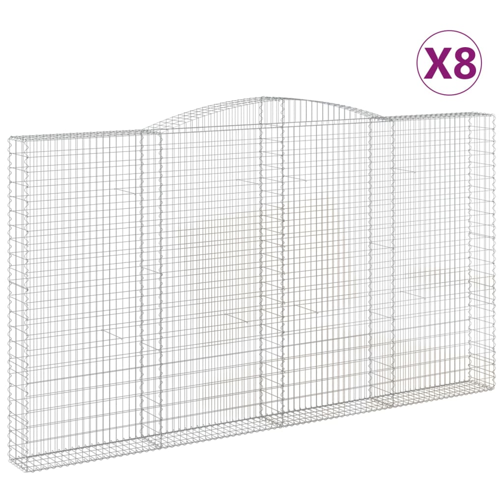Gabionkurver buede 8 stk 400x30x220/240 cm galvanisert jern