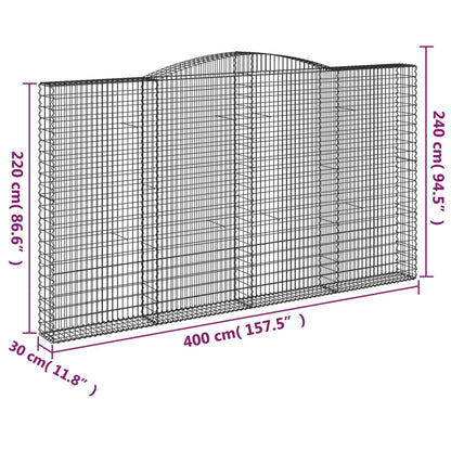 Gabionkurver buede 8 stk 400x30x220/240 cm galvanisert jern
