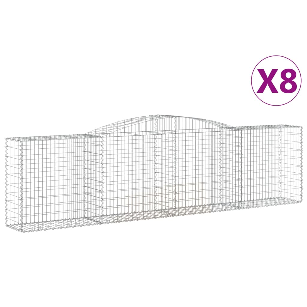 Gabionkurver buede 8 stk 400x50x100/120 cm galvanisert jern