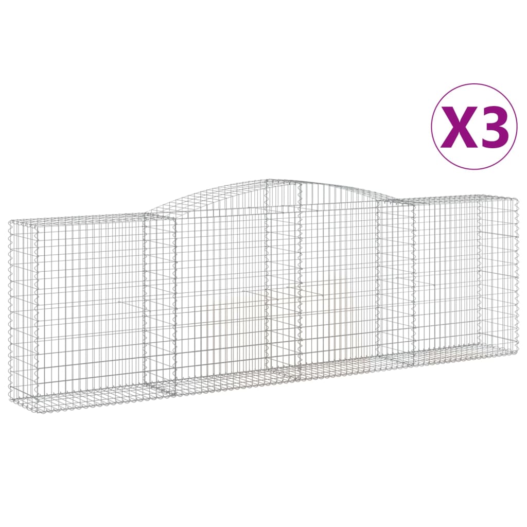 Gabionkurver buede 3 stk 400x50x120/140 cm galvanisert jern