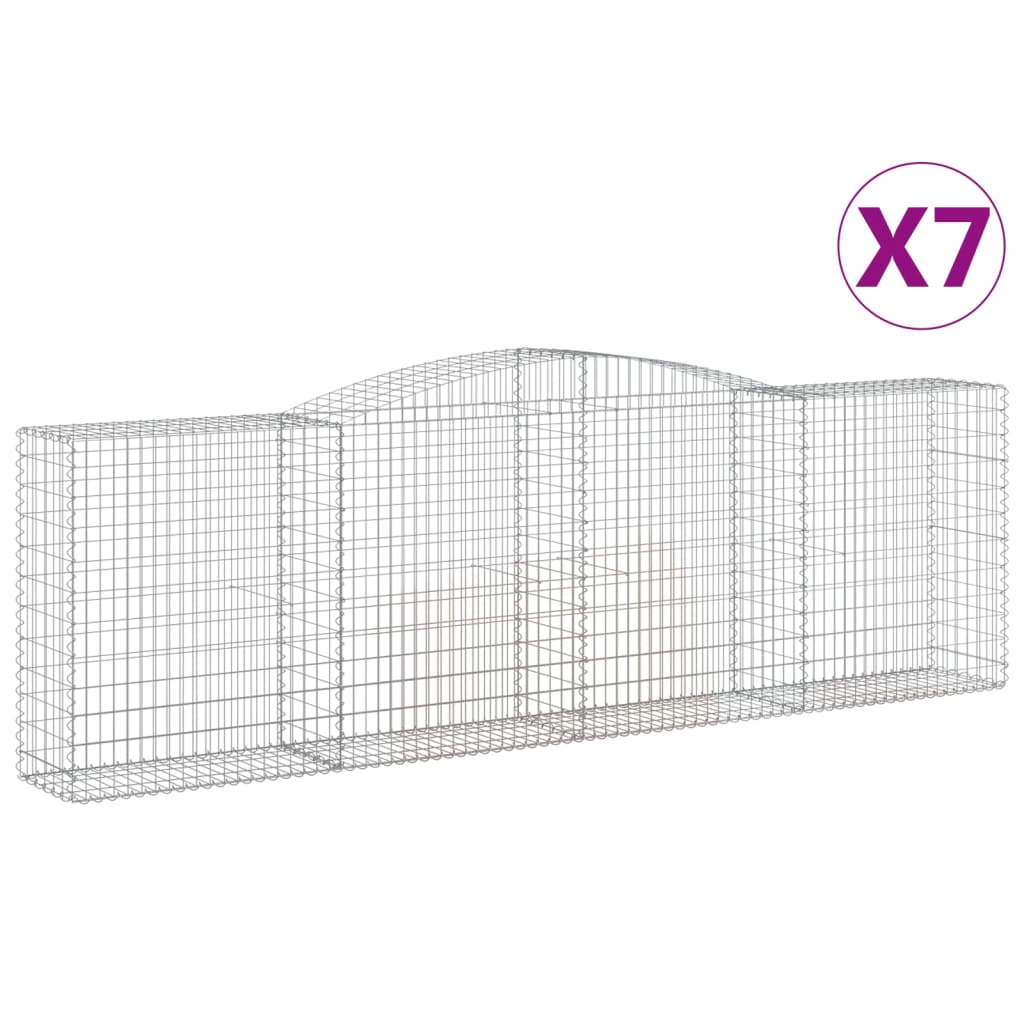 Gabionkurver buede 7 stk 400x50x120/140 cm galvanisert jern