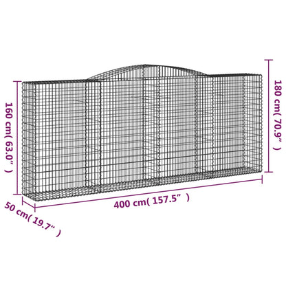 Gabionkurver buede 10 stk 400x50x160/180 cm galvanisert jern