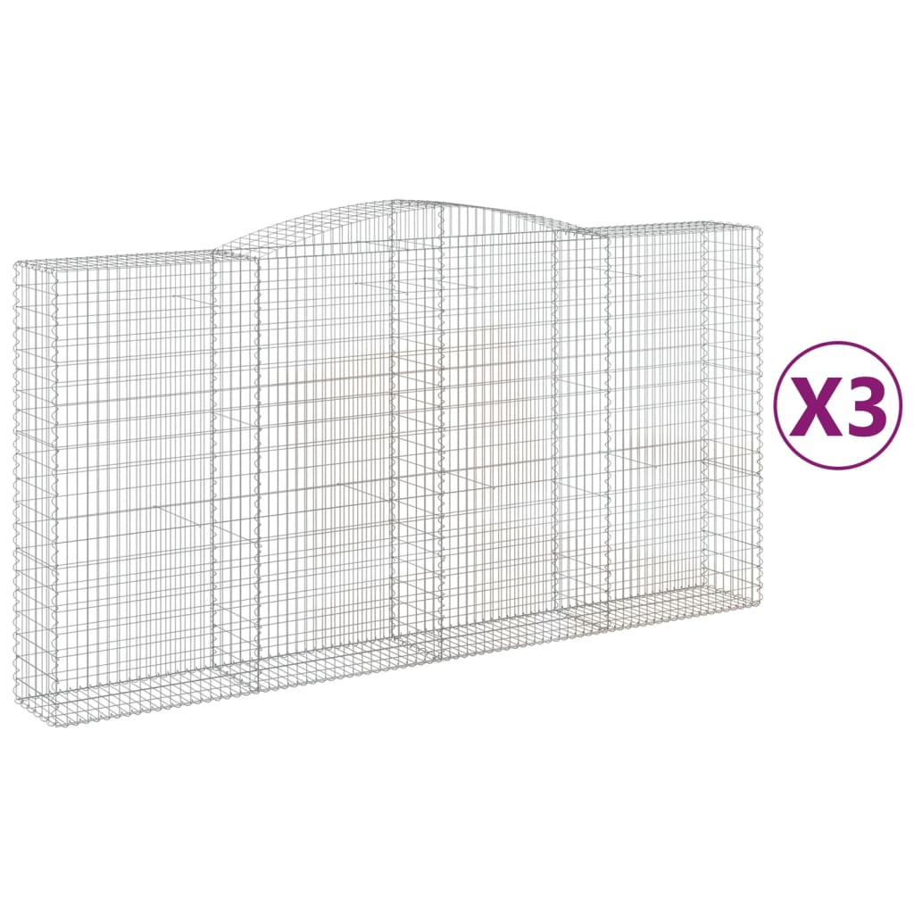 Gabionkurver buede 3 stk 400x50x200/220 cm galvanisert jern
