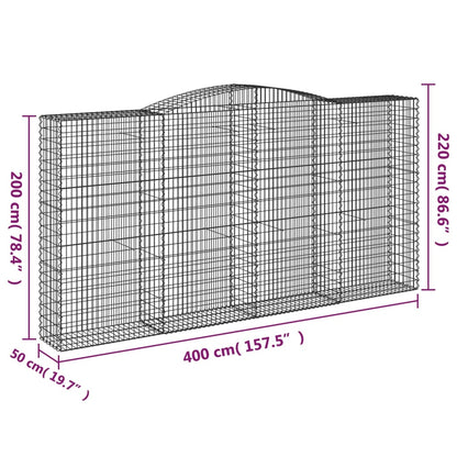 Gabionkurver buede 3 stk 400x50x200/220 cm galvanisert jern