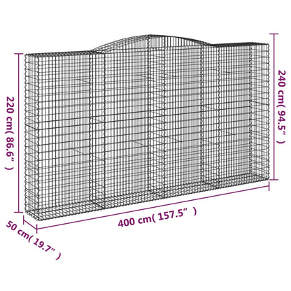Gabionkurver buede 8 stk 400x50x220/240 cm galvanisert jern