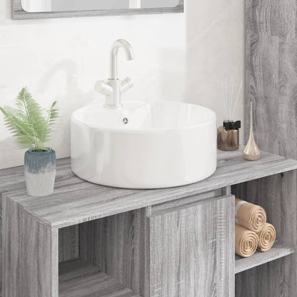 Baderomservant 40x14,5 cm keramikk rund hvit