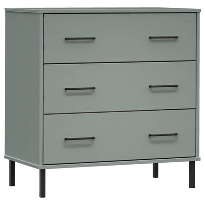 Kommode Grå med 3 skuffer Grå 77x40x79,5 cm heltre OSLO