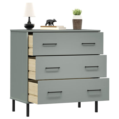Kommode Grå med 3 skuffer Grå 77x40x79,5 cm heltre OSLO