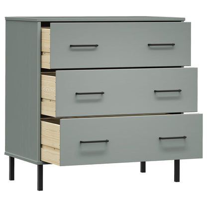 Kommode Grå med 3 skuffer Grå 77x40x79,5 cm heltre OSLO