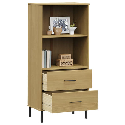 Bokhylle Brun med 2 skuffer 60x35x128,5 cm heltre OSLO