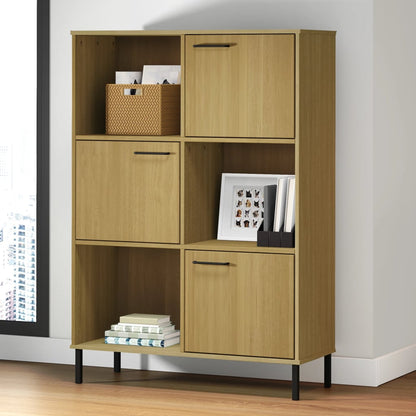 Bokhylle Brun med metallben 90x35x128,5 cm heltre OSLO