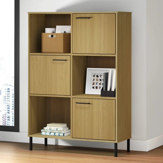 Bokhylle Brun med metallben 90x35x128,5 cm heltre OSLO