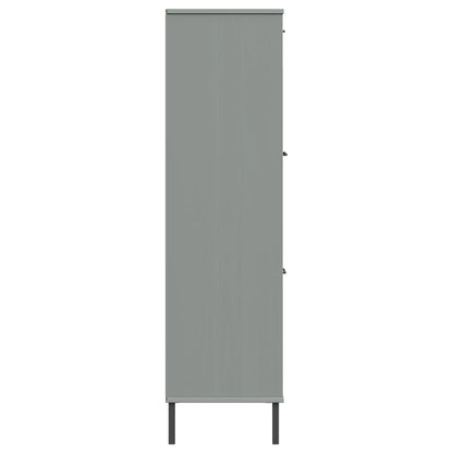 Bokhylle Grå med metallben 90x35x128,5 cm heltre OSLO