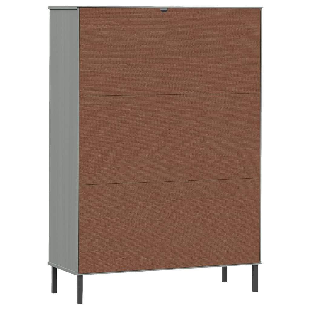 Bokhylle Grå med metallben 90x35x128,5 cm heltre OSLO