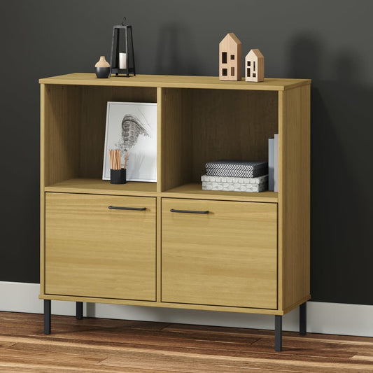 Bokhylle Brun med metallben 90x35x90,5 cm heltre OSLO