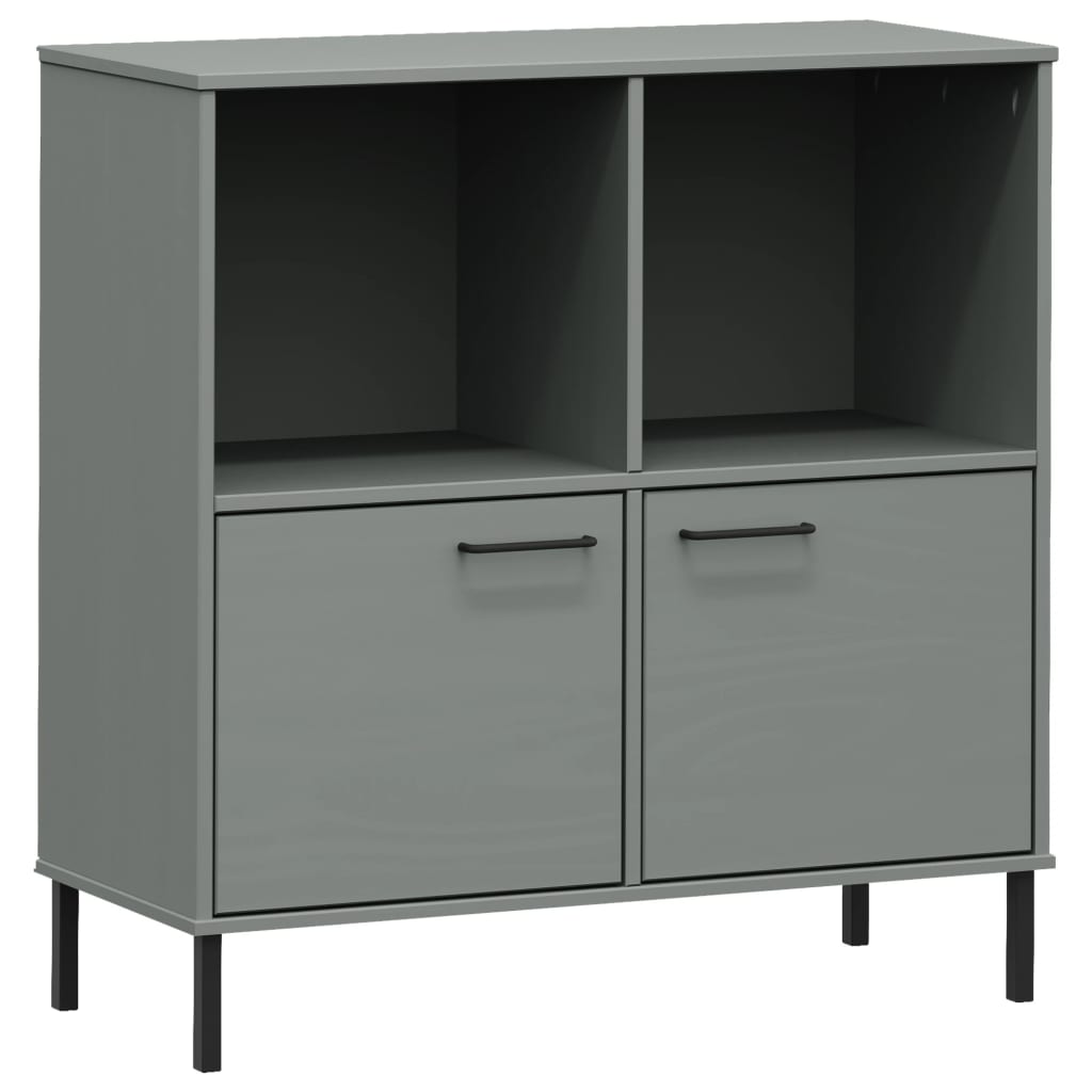 Bokhylle Grå med metallben 90x35x90,5 cm heltre OSLO