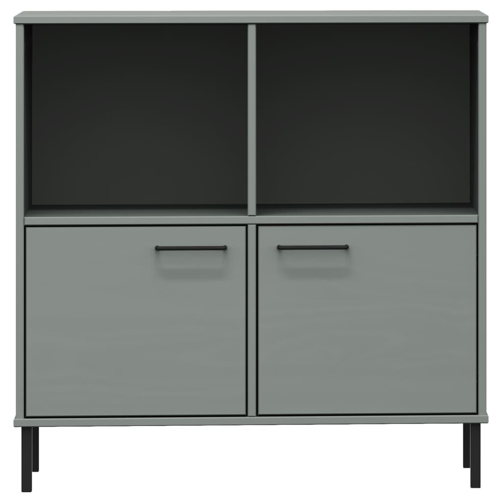 Bokhylle Grå med metallben 90x35x90,5 cm heltre OSLO