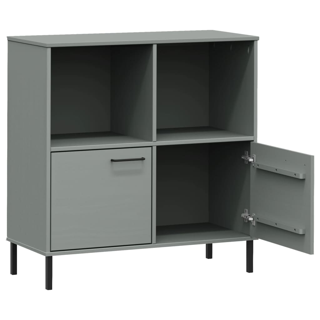 Bokhylle Grå med metallben 90x35x90,5 cm heltre OSLO