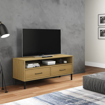 TV-Møbel Brun Tv-benk med metallben heltre furu OSLO