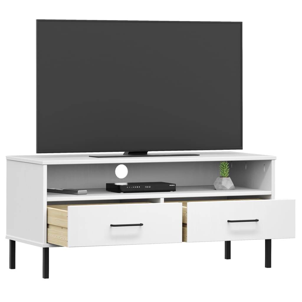 TV-Møbel Hvit Tv-benk med metallben heltre furu OSLO