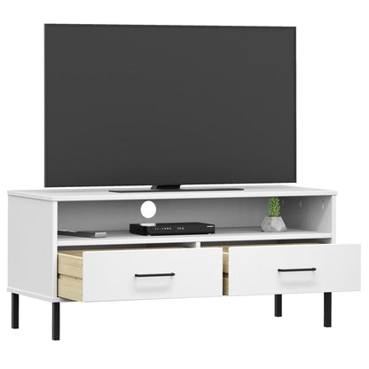 TV-Møbel Hvit Tv-benk med metallben heltre furu OSLO