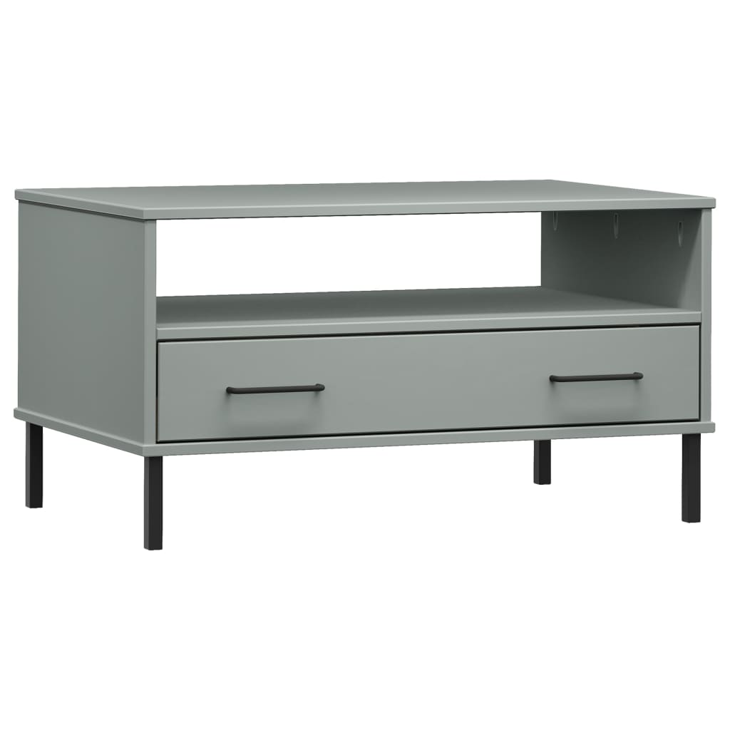 Salongbord Sofabord Grå med metallben 85x50x45 cm heltre OSLO