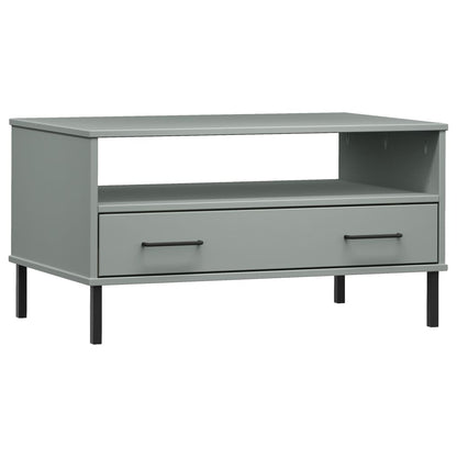 Salongbord Sofabord Grå med metallben 85x50x45 cm heltre OSLO