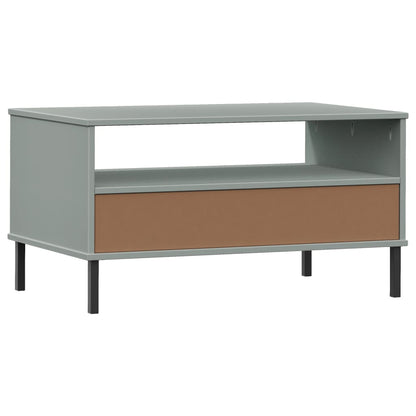 Salongbord Sofabord Grå med metallben 85x50x45 cm heltre OSLO