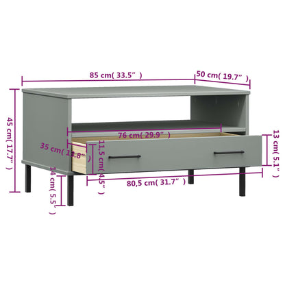 Salongbord Sofabord Grå med metallben 85x50x45 cm heltre OSLO