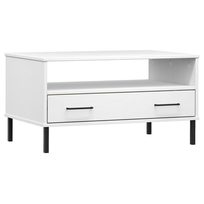Salongbord Sofabord Hvit med metallben 85x50x45 cm heltre OSLO