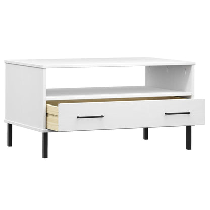 Salongbord Sofabord Hvit med metallben 85x50x45 cm heltre OSLO