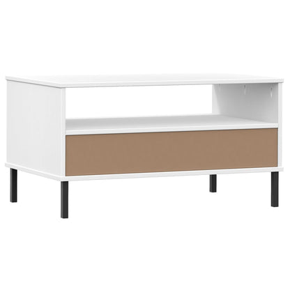 Salongbord Sofabord Hvit med metallben 85x50x45 cm heltre OSLO