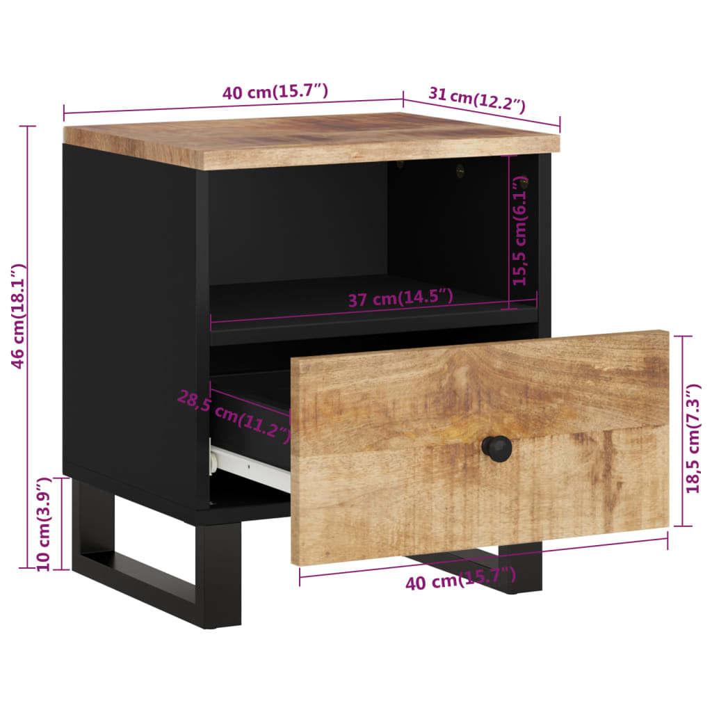 Nattbord Sengbord Tre Heltre mango og