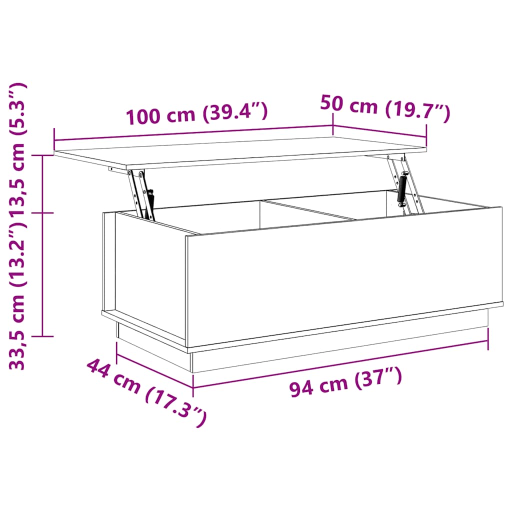 Salongbord Sofabord Brun Honningbrun 100x50x35 cm heltre furu